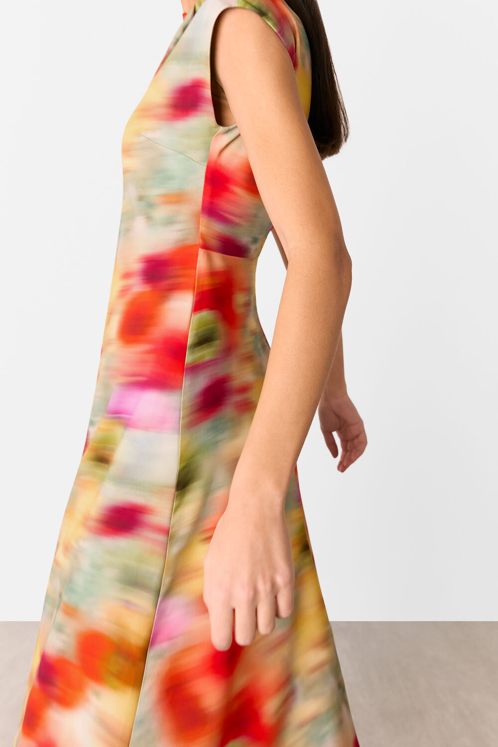 Photographic Flower Midi Dress
