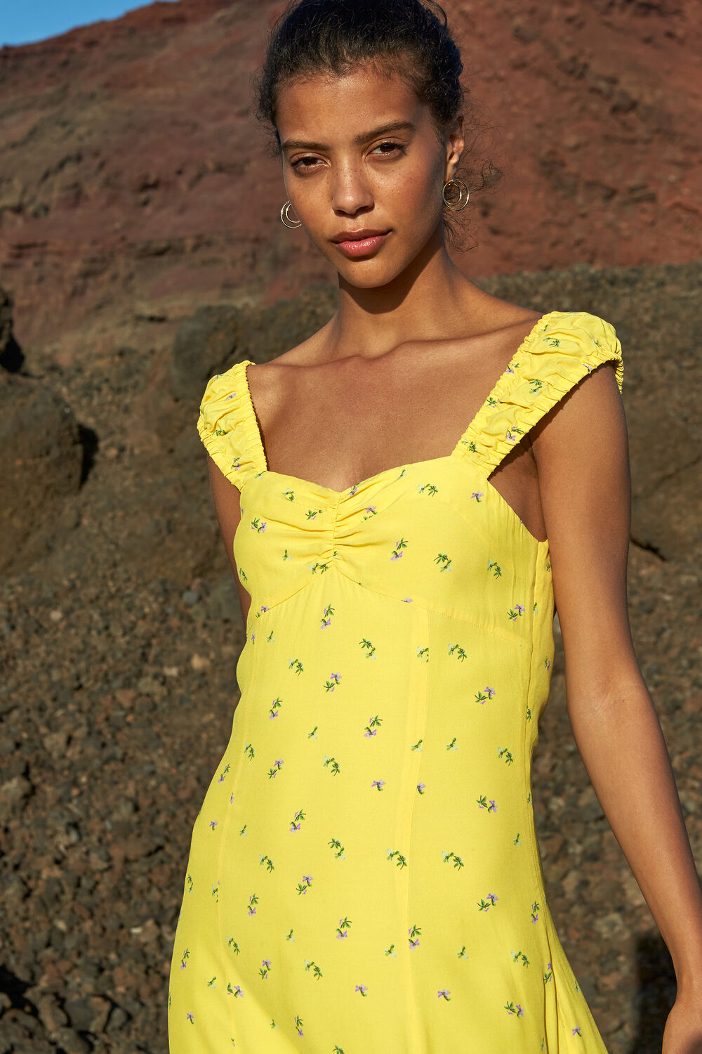 Forget Me Not Print Dress Yellow/Multi