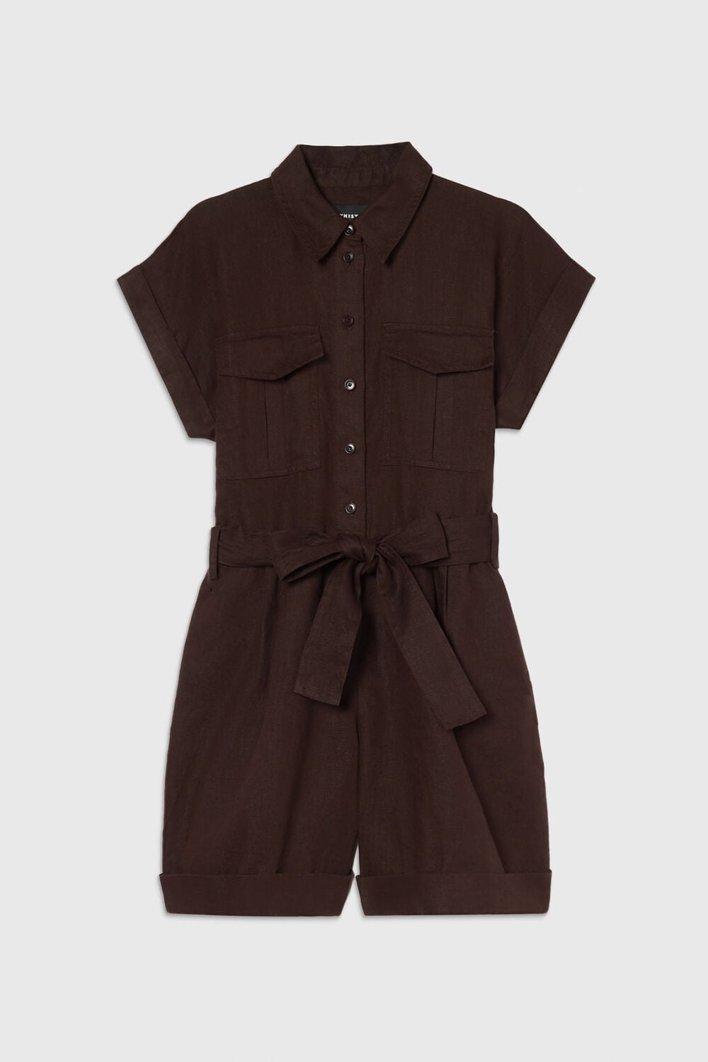 Pocket Detail Linen Playsuit