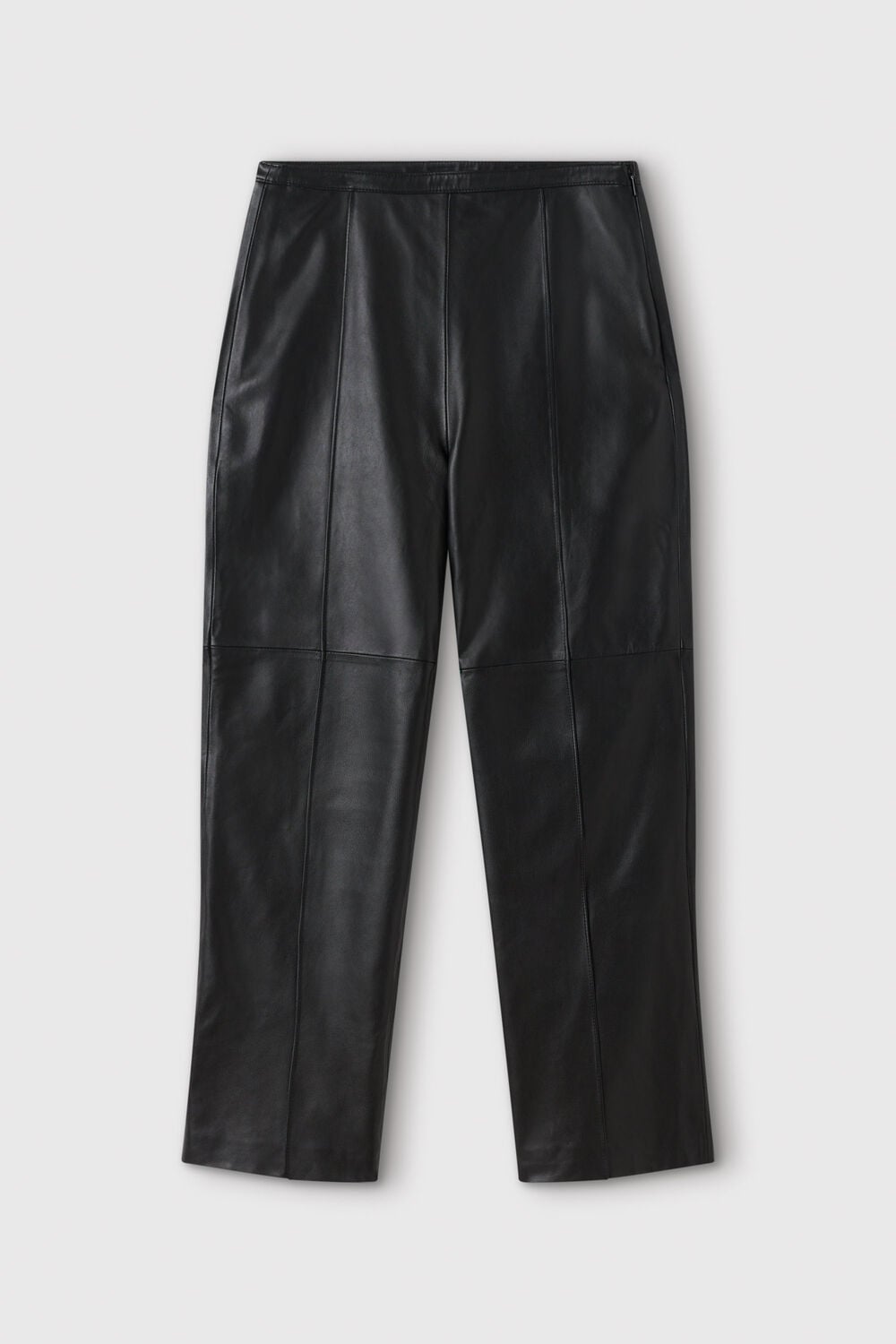 Black High Rise Leather Slim Trouser