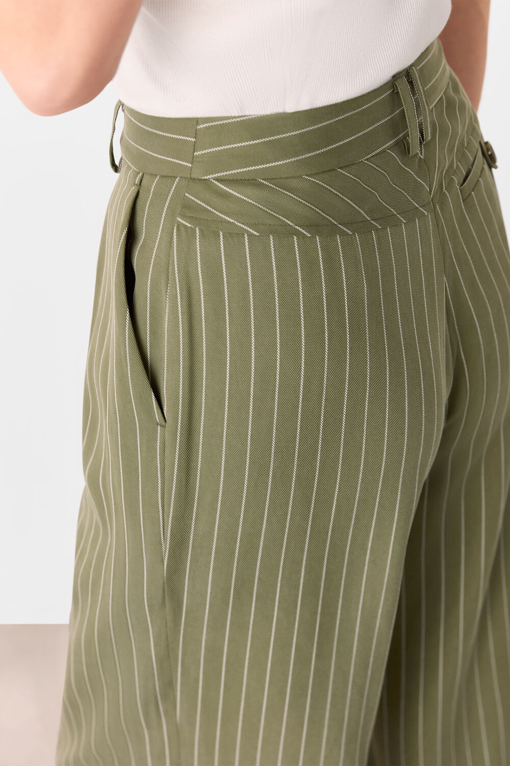 Khaki Lottie Pinstripe Trouser