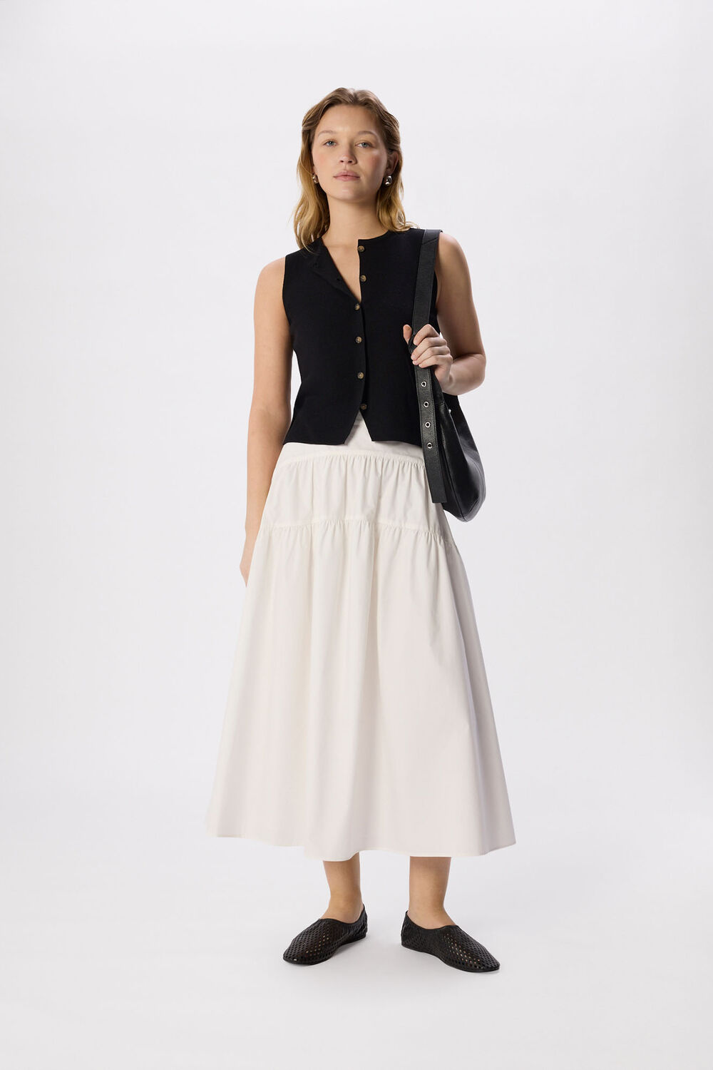 Black Lucy Button Front Knit Tank