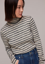 Stripe Polo Neck Knit