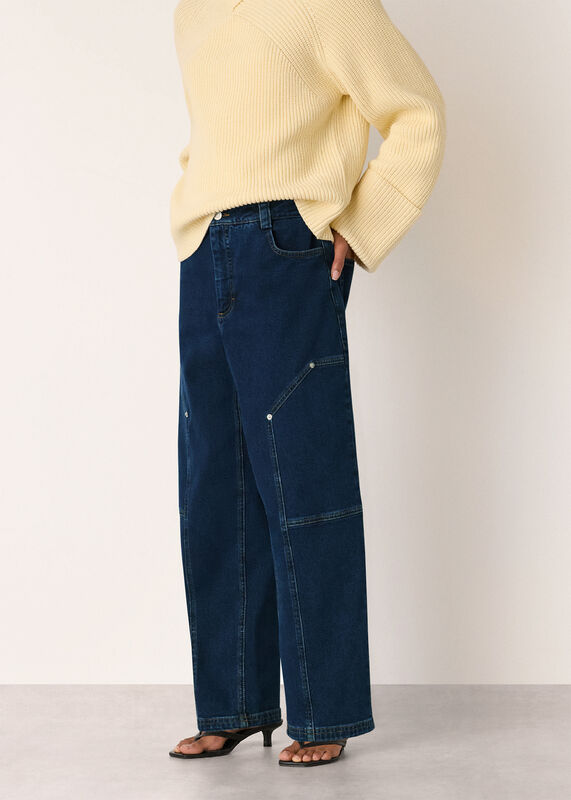 Dark Denim Barrel Mid Rise Trouser