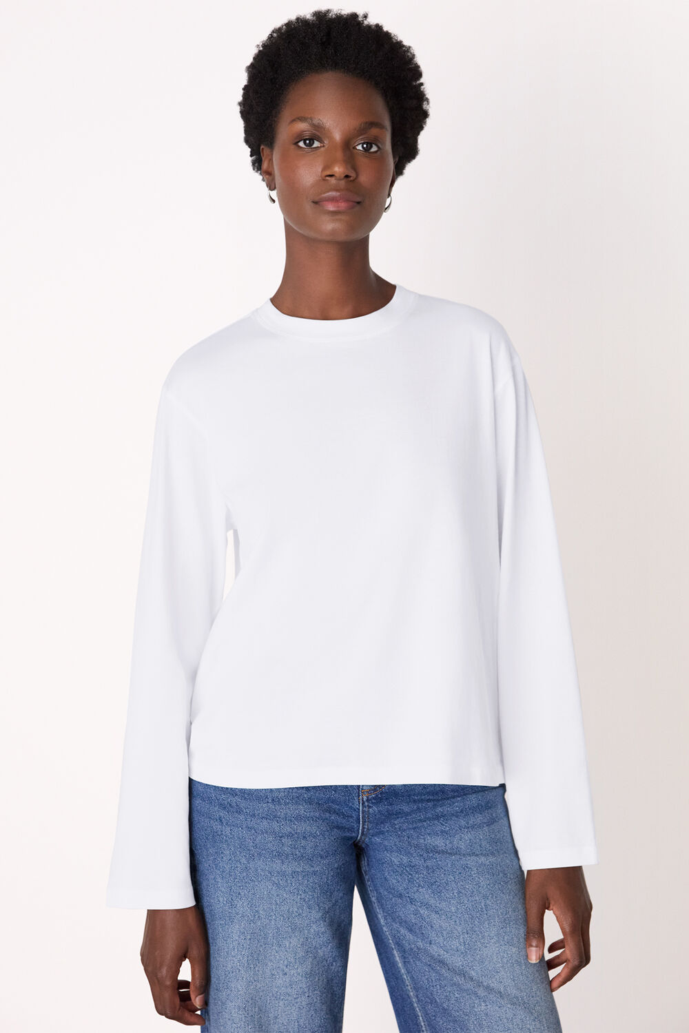 White Relaxed Long Sleeve Tee