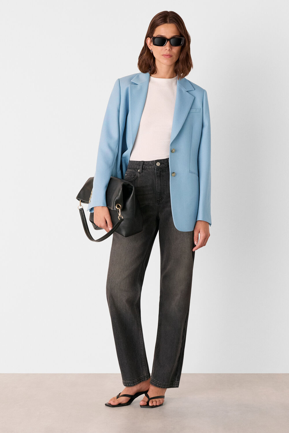 Blue Wool Blend Tailored Blazer