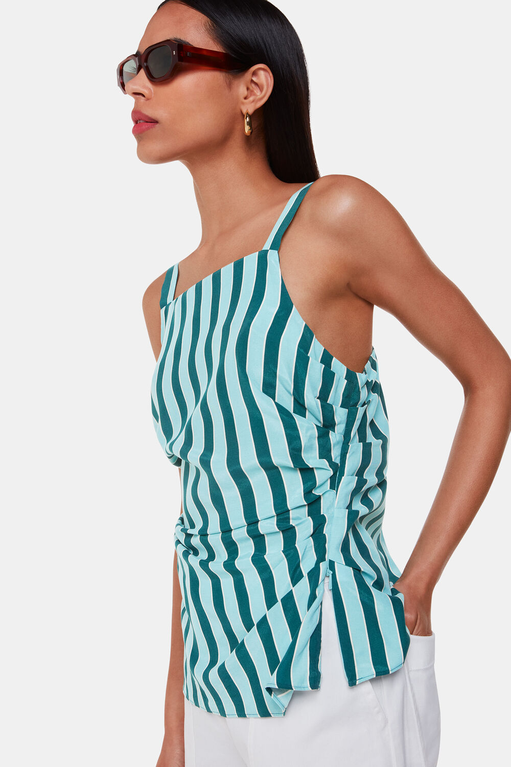 Teal Emily Tonal Stripe Top