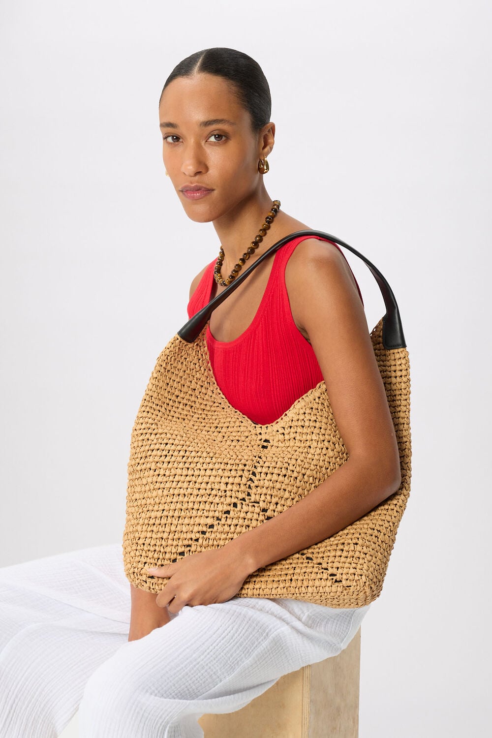 Triangular Straw Tote