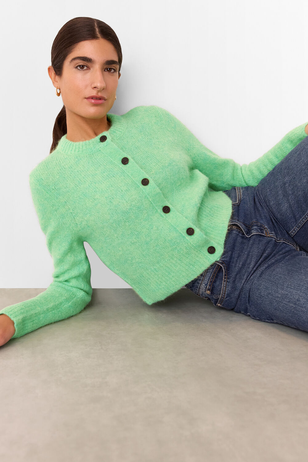 Alpaca Crew Neck Cardigan