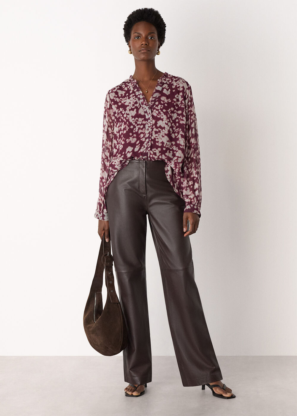 Inky Floral Long Sleeve Blouse