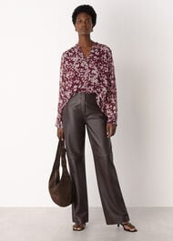 Inky Floral Long Sleeve Blouse