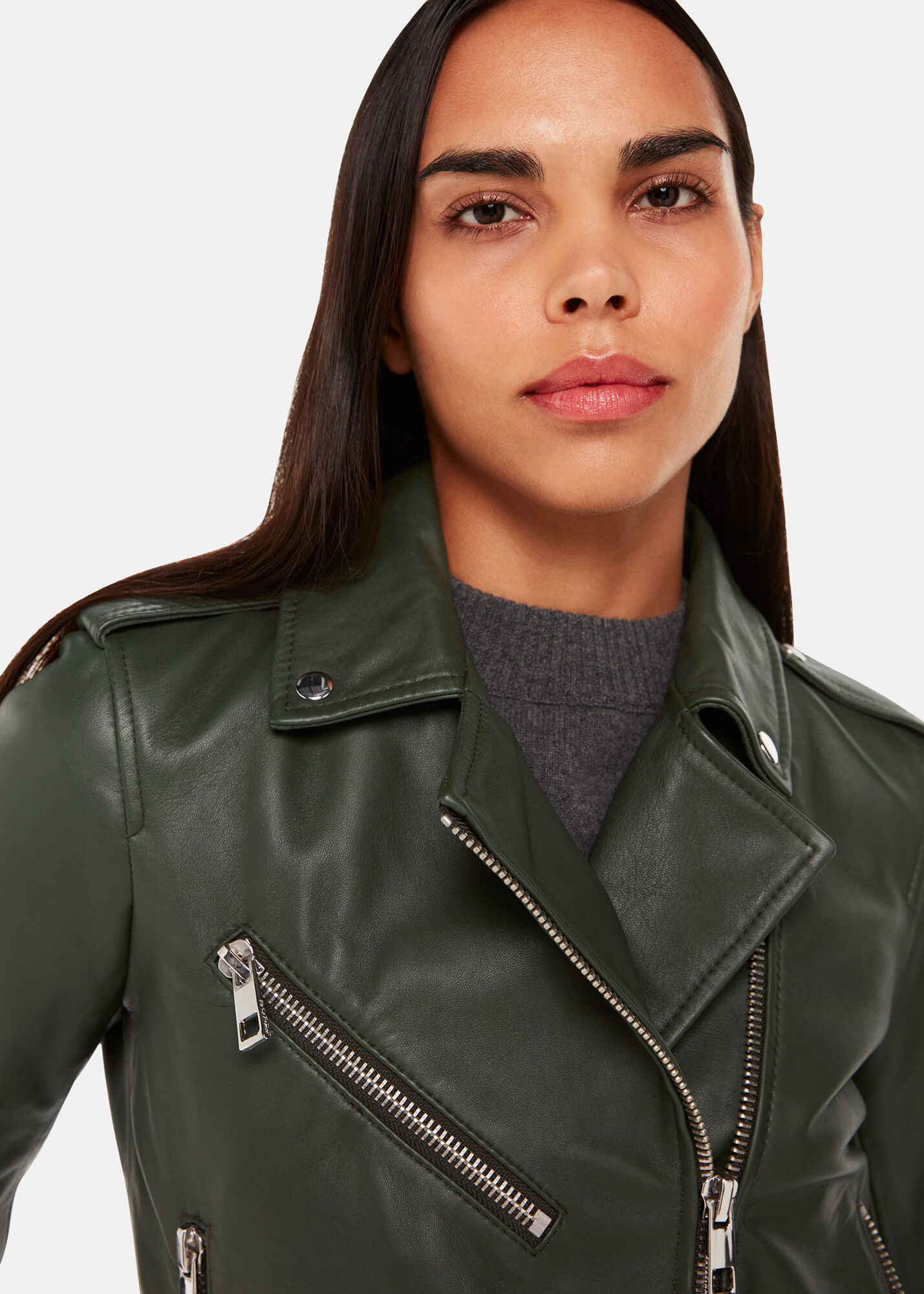 Dark green sale biker jacket