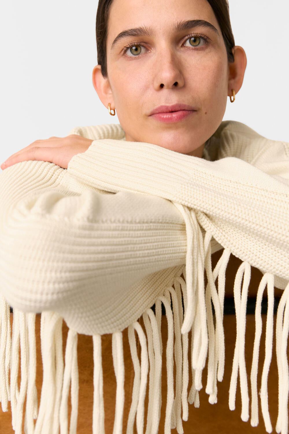 Fringed Rib Detail Sweater