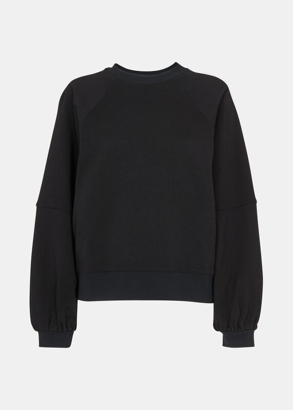 Black Gathered Full Sleeve Sweat