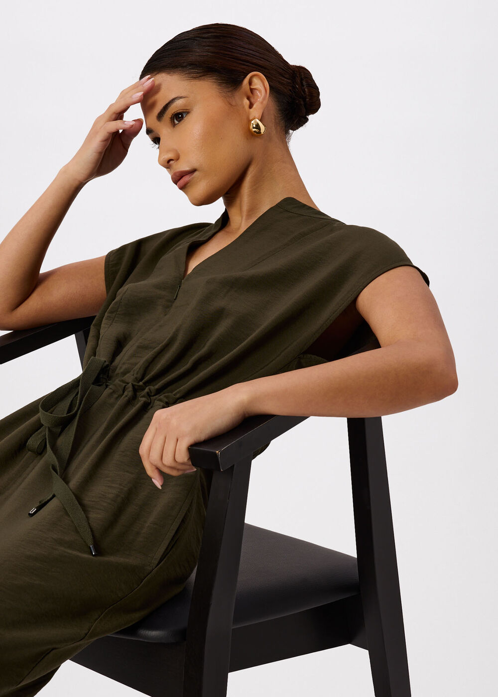 Petite Sleeveless Drawstring Jumpsuit