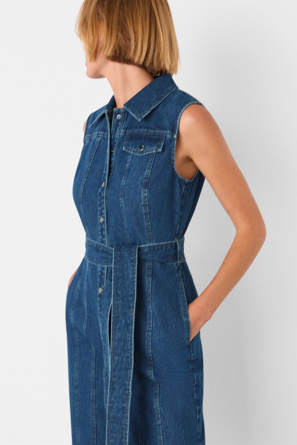 Dark Denim Barrel Leg Jumpsuit