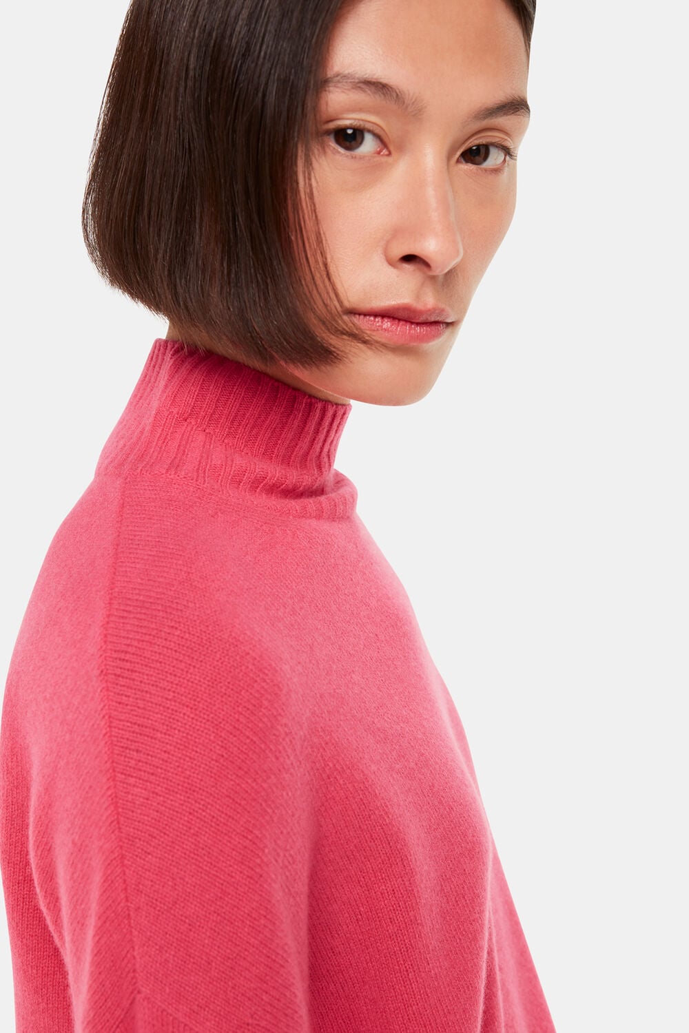 Wool Double Trim Funnel Neck