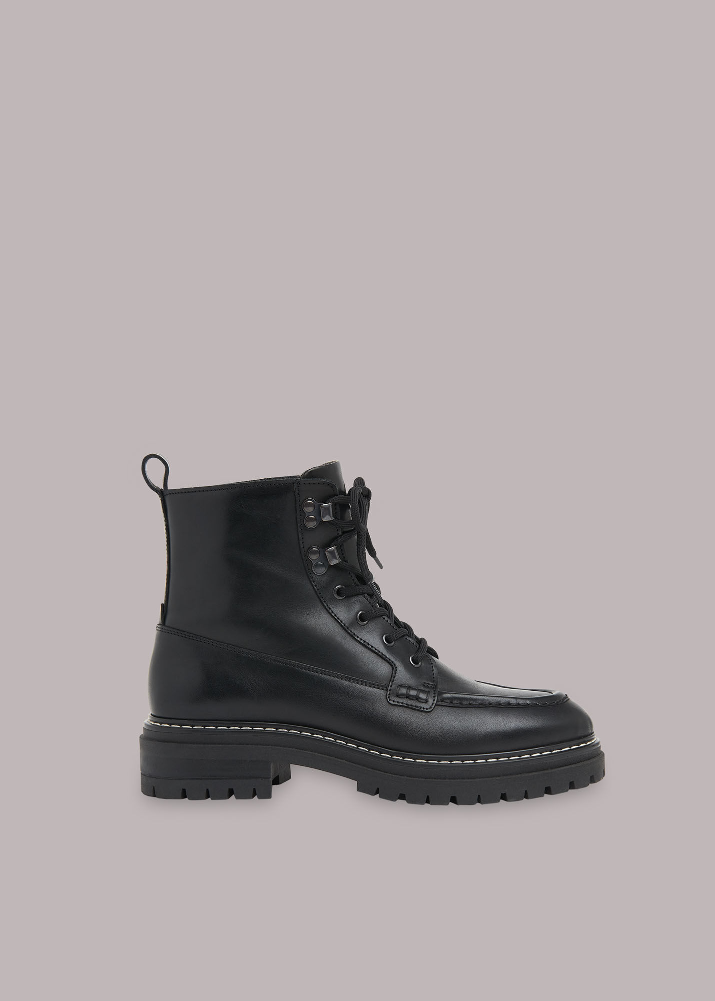 Black Bexley Lace Up Boot | WHISTLES | Whistles UK |