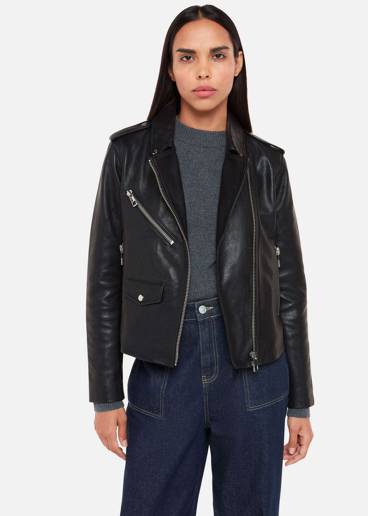Agnes Pocket Leather Jacket