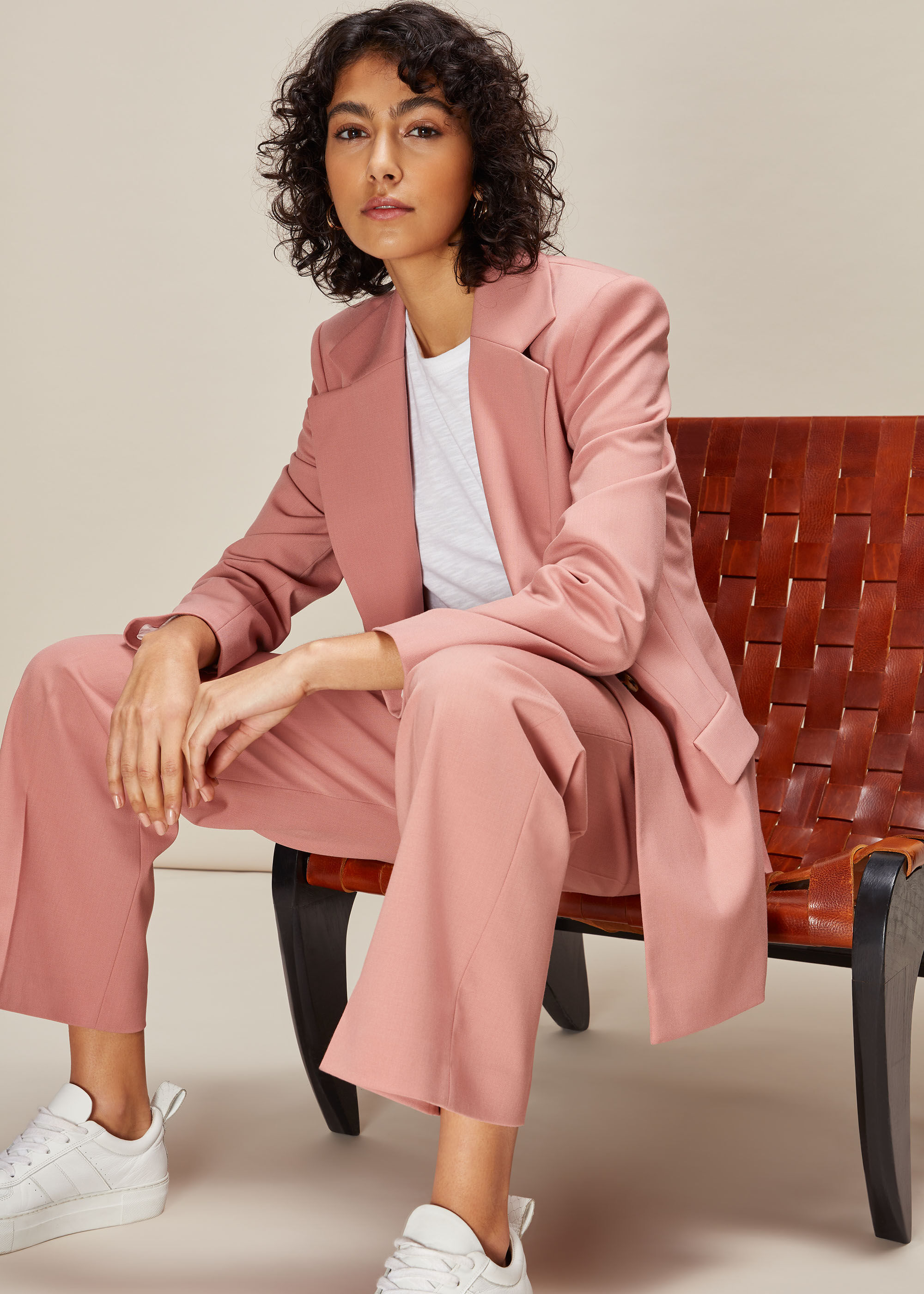 Pale pink top trouser suit