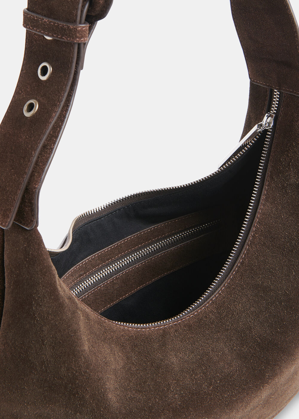 Sia Suede Curved Crossbody Bag