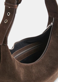 Sia Suede Curved Crossbody Bag