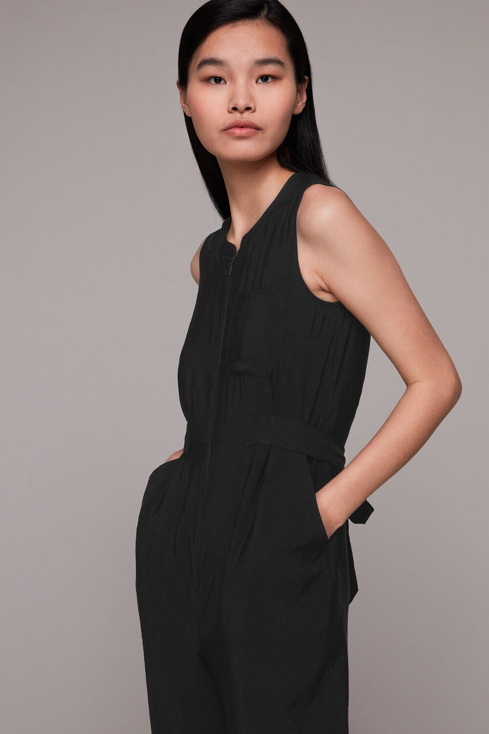 Black Josie Zip Front Jumpsuit