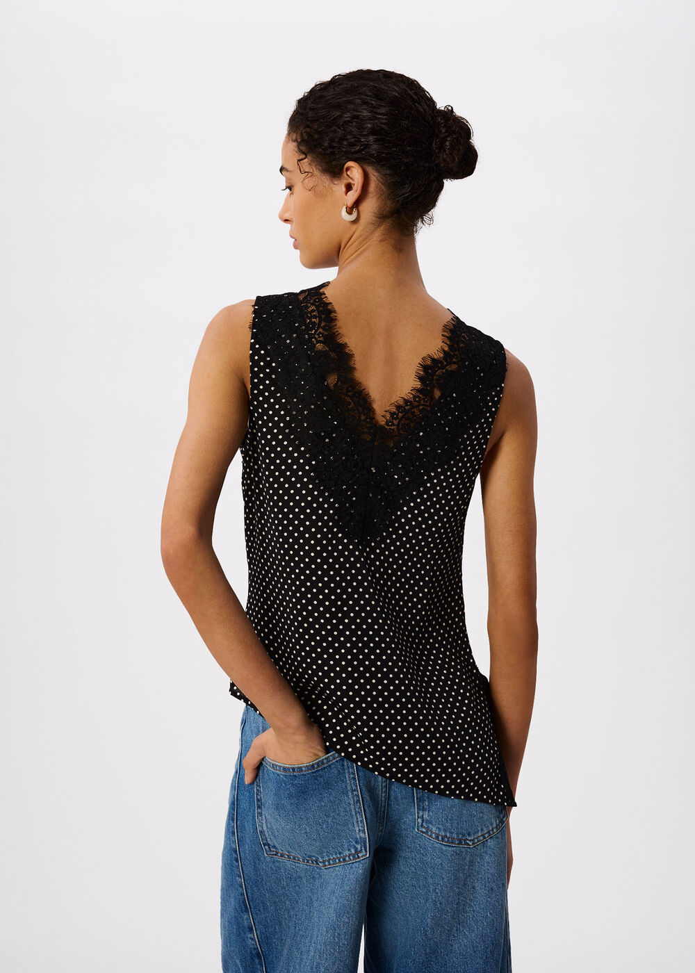 Mini Spot Lace Trim Top
