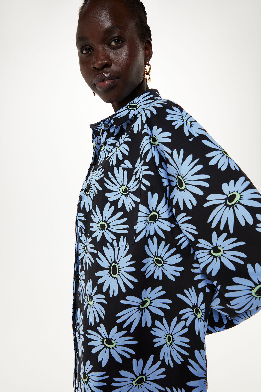 Daisy Print Oversized Shirt