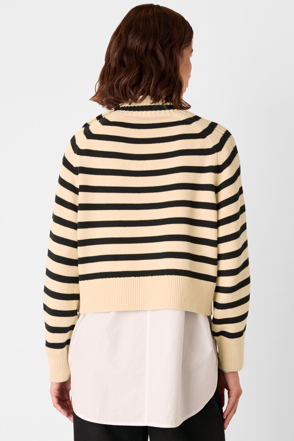 Ivory Stripe Detail Cotton Knit
