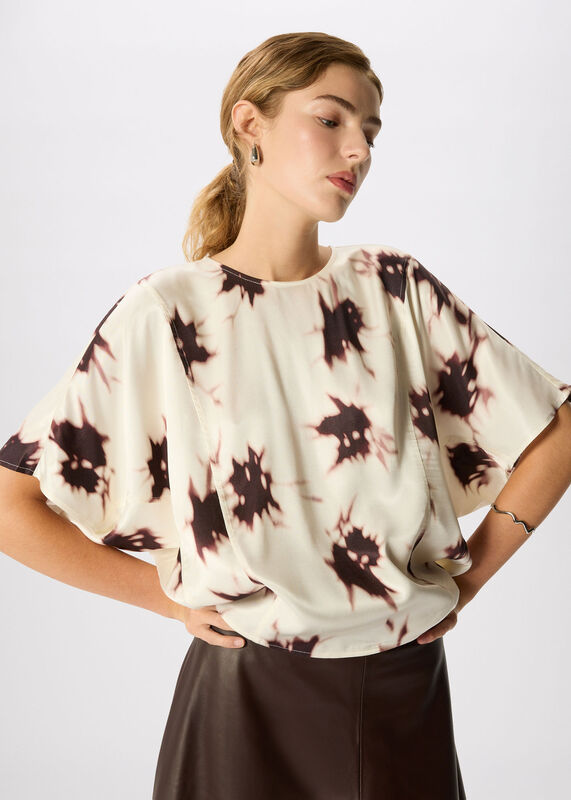 Ivory Shadow Floral Viscose Blouse