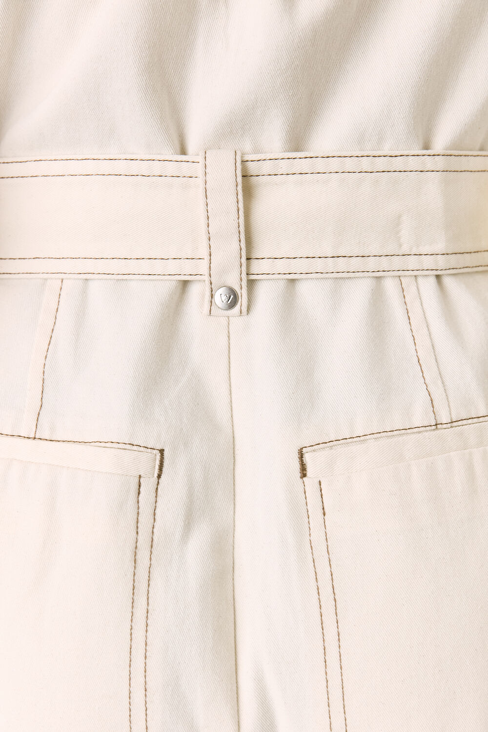 Petite Denim Pintuck Belted Jumpsuit