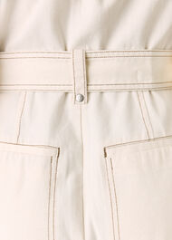 Petite Denim Pintuck Belted Jumpsuit