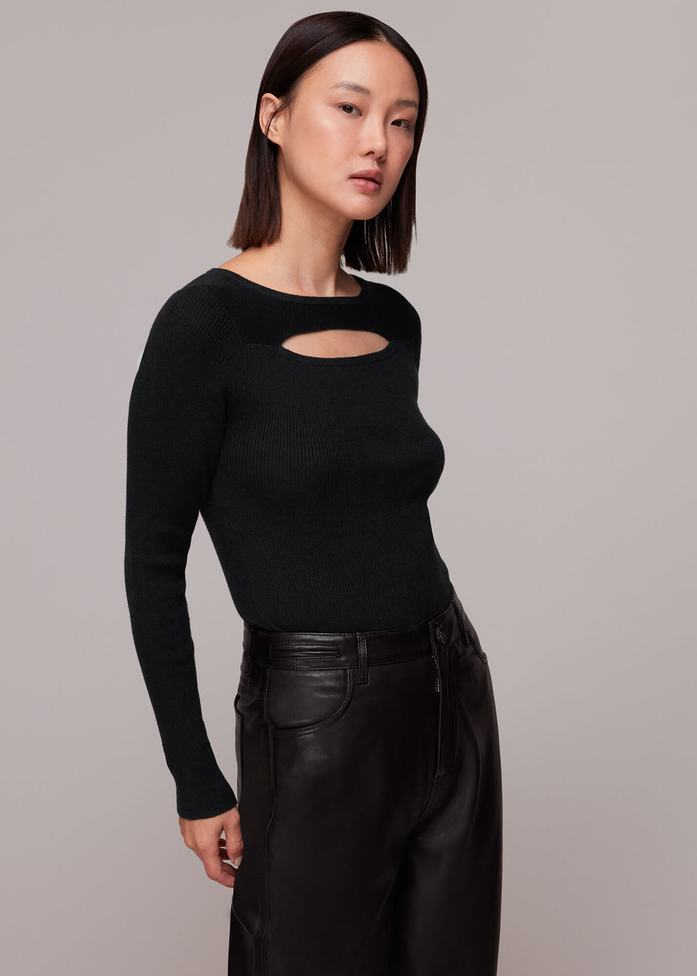 Black Cut Out Detail Knit | WHISTLES |