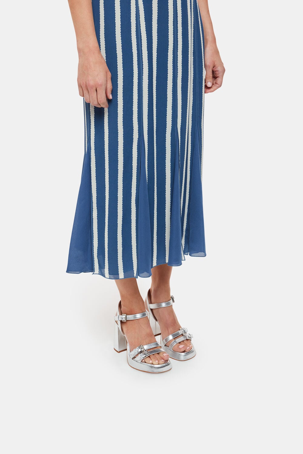 Petite Eliza Stripe Print Midi Dress
