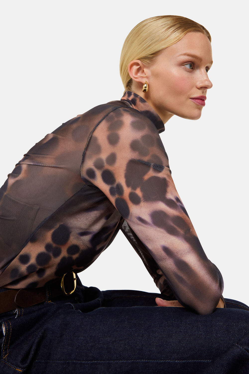 Misty Leopard Mesh Top