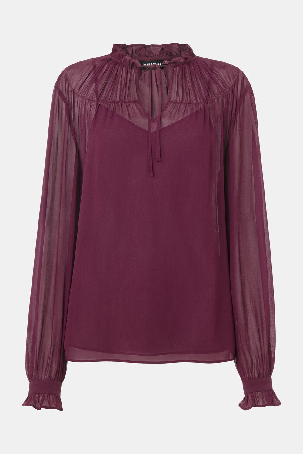 Tie Neck Detail Sheer Blouse