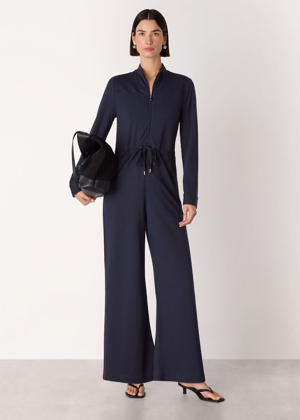 Ponte Side Stripe Jumpsuit