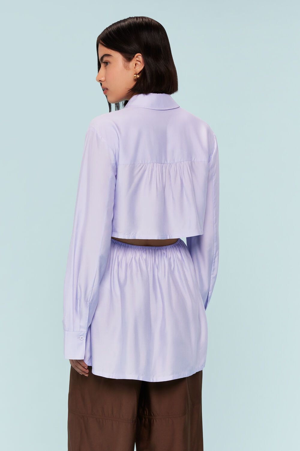 Lilac Drawcord Cut Out Back Shirt