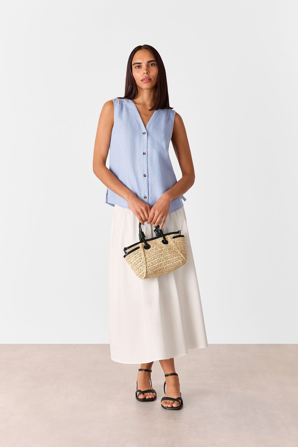 Pale Blue Laura Linen Tank