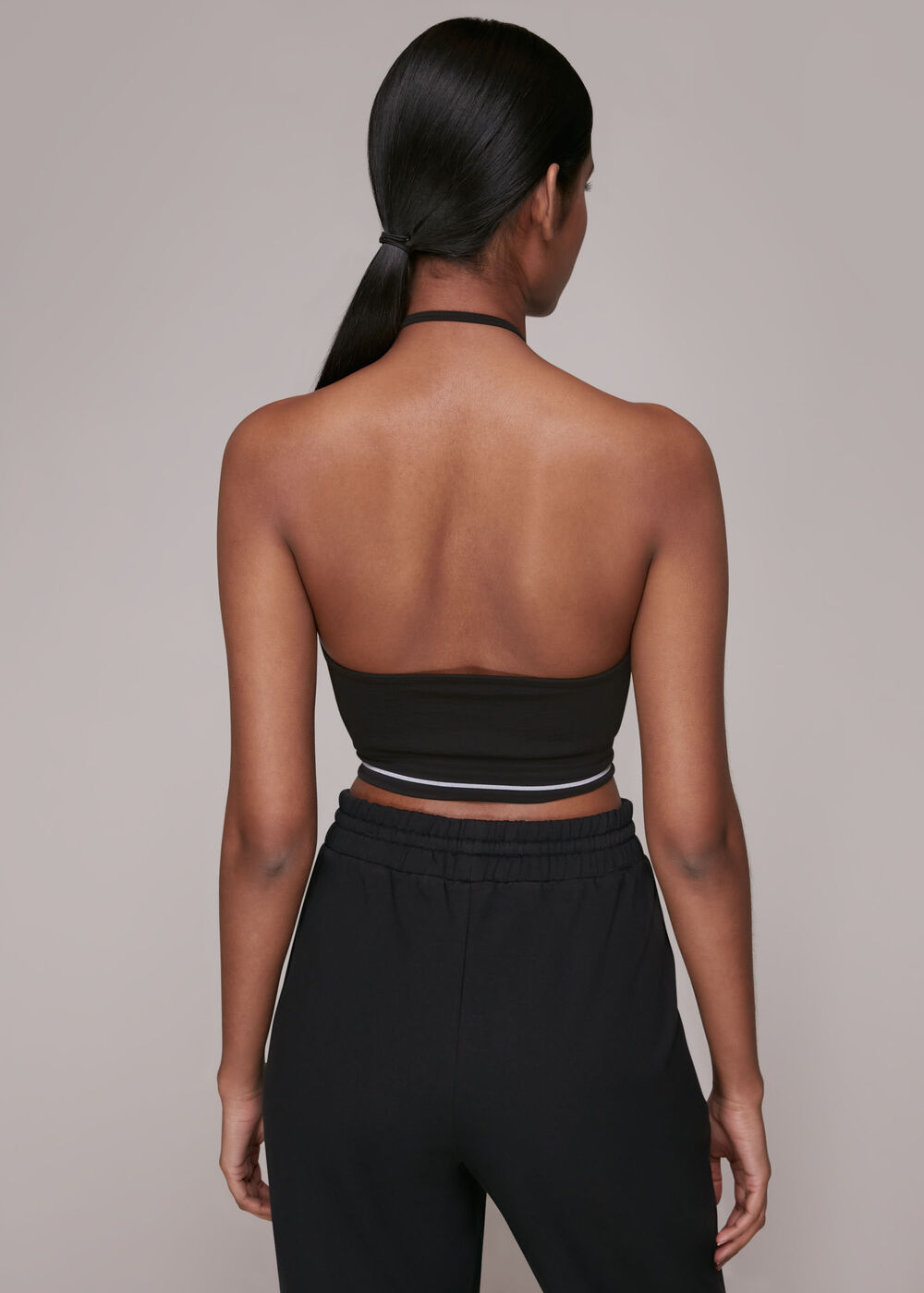 Black Rib Halter Neck