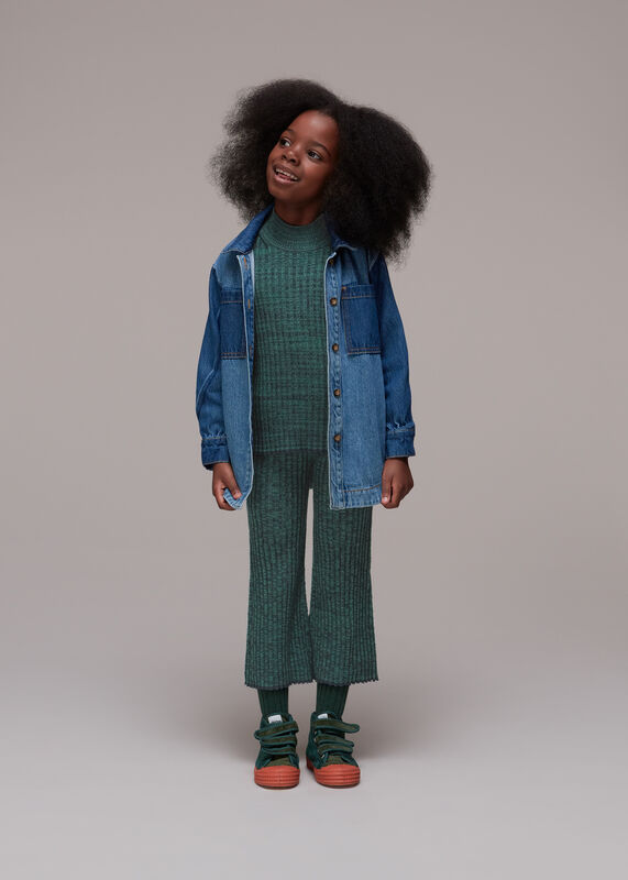 Green Rib Knit Marl High Neck