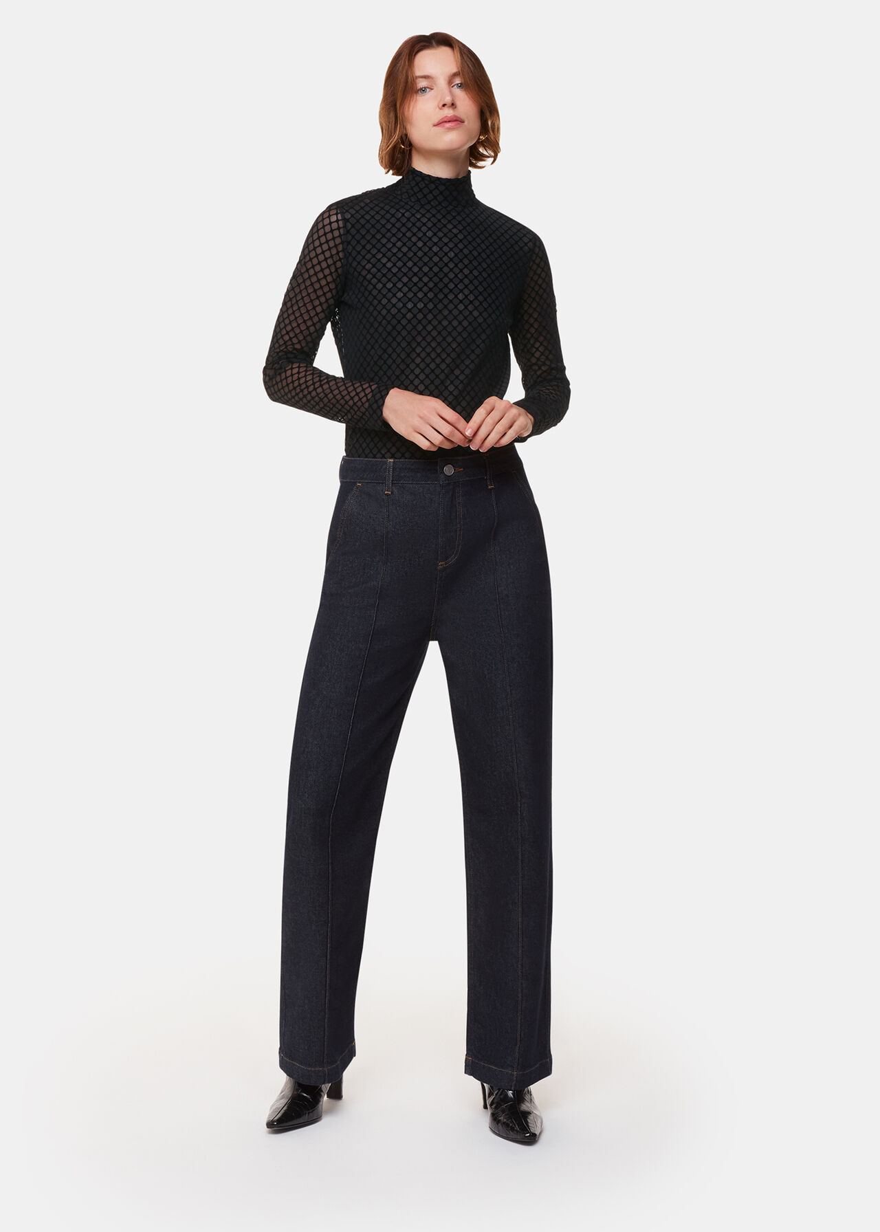 Checked Flocked Mesh Top