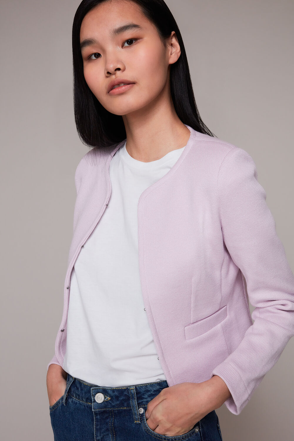 Jersey Collarless Jacket