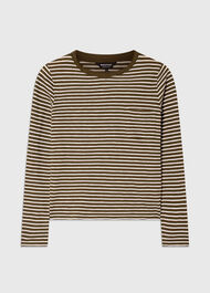 Stripe Crew Neck Pocket Top