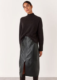 Zip Front Leather Pencil Skirt