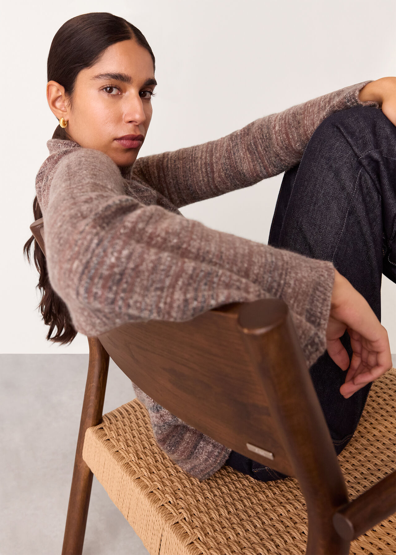 Textured Funnel Neck Knit