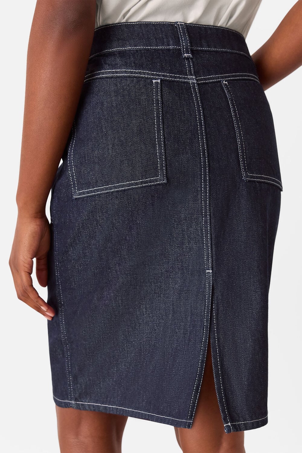 Contrast Stitch Midi Skirt