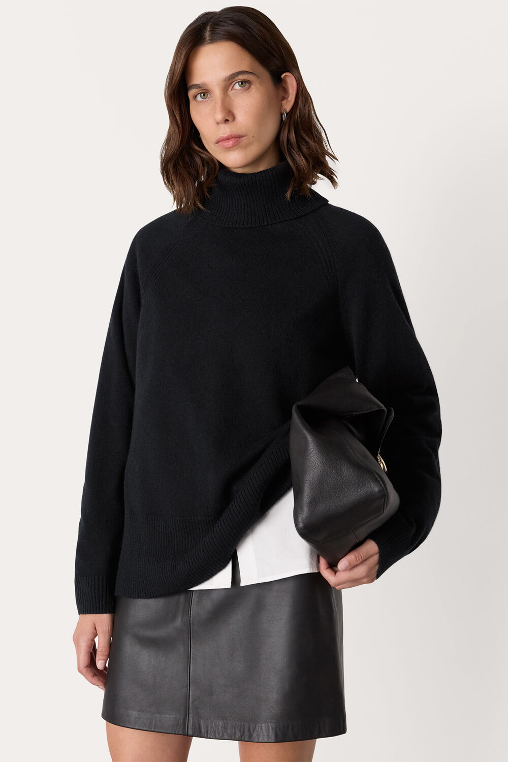 Black Cashmere Roll Neck