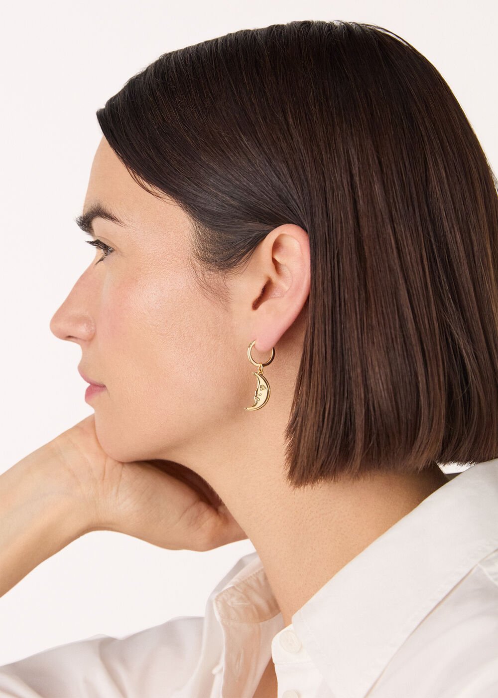 Half Moon Huggie Earring